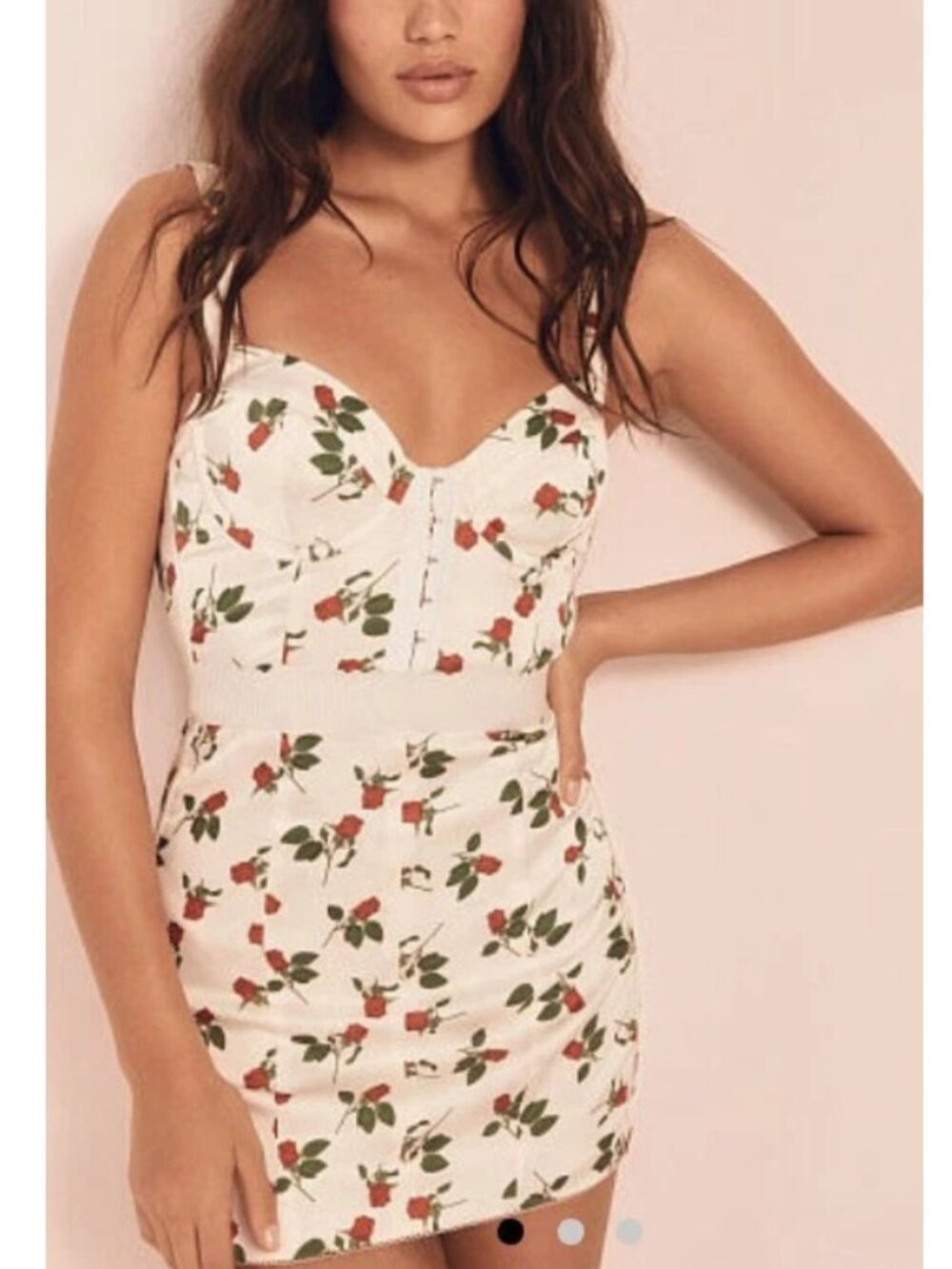 For Love & Lemons Floral Rose Bustier Mini Dress Bodycon Sz XXS